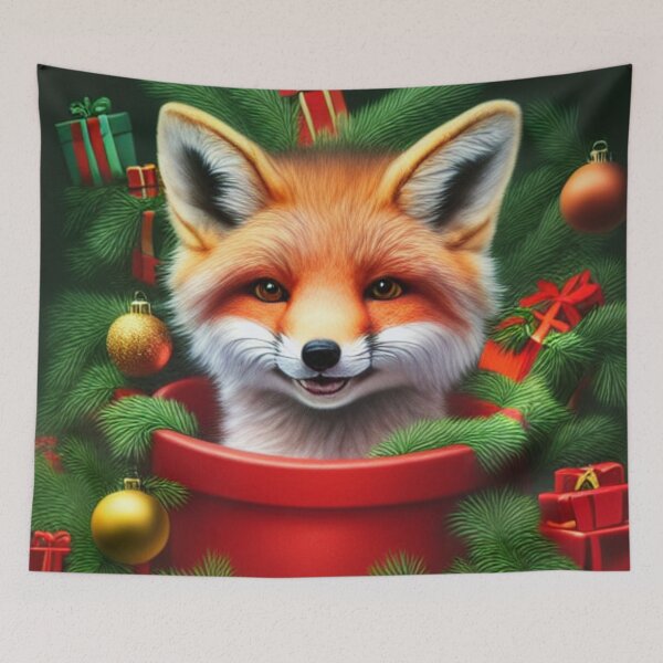 Item preview, Christmas Fox In A Pot designed and sold by ZenEverAI.