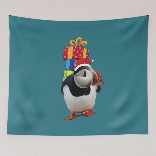 Item preview, Cute Goofy Puffin carrying stack of presents. designed and sold by atedesigns.