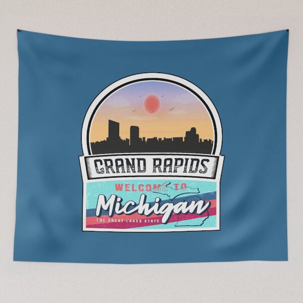 Artikelvorschau, Grand Rapids, Willkommen in Michigan, Bundesstaat der Großen Seen | Michigan State and Cities Series -15 entworfen und verkauft von WorldStateArt.