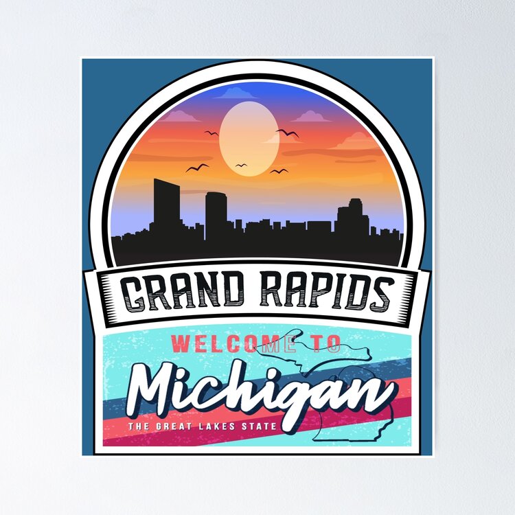Grand Rapids, Welcome to Michigan, The Great Lakes State | Michigan State and Cities Series -18 Sticker
