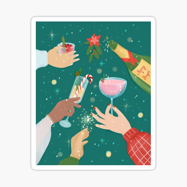 Christmas Cheers Sticker For Sale By Peya Redbubble