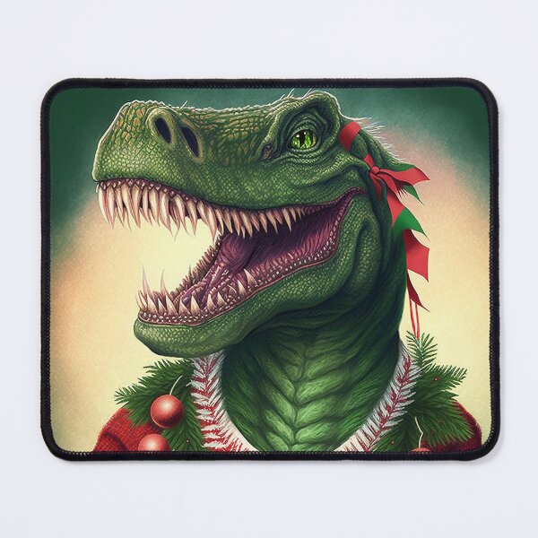 Item preview, DINOSAUR WEARING AN UGLY CHRISTMAS JUMPER Midjourney AI Artwork designed and sold by davidjulie.