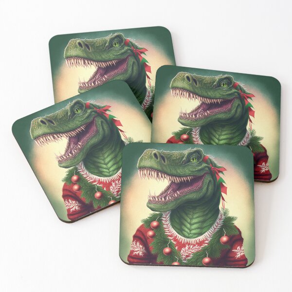 Item preview, DINOSAUR WEARING AN UGLY CHRISTMAS JUMPER Midjourney AI Artwork designed and sold by davidjulie.