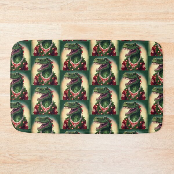 Item preview, DINOSAUR WEARING AN UGLY CHRISTMAS JUMPER Midjourney AI Artwork designed and sold by davidjulie.