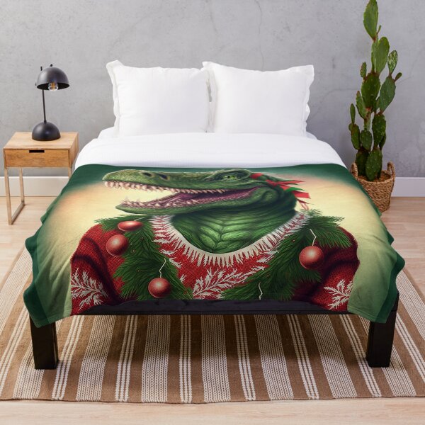 Item preview, DINOSAUR WEARING AN UGLY CHRISTMAS JUMPER Midjourney AI Artwork designed and sold by davidjulie.