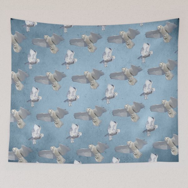 Item preview, Snowy owl flight pattern BLUE  designed and sold by locustgirl.