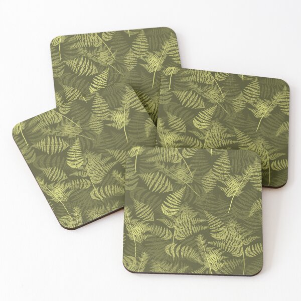 Item preview, Ferns Soft Yellow on Khaki Half-Drop Repeat 5748 designed and sold by Art in My Loft.