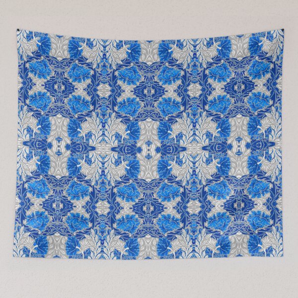 Item preview, Floral Damask, Sapphire Blue and Gray  designed and sold by Marymarice.