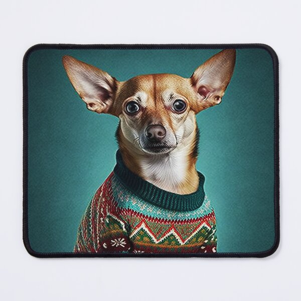 Item preview, CHIHUAHUA DOG WEARING AN UGLY CHRISTMAS JUMPER Midjourney AI Artwork designed and sold by davidjulie.