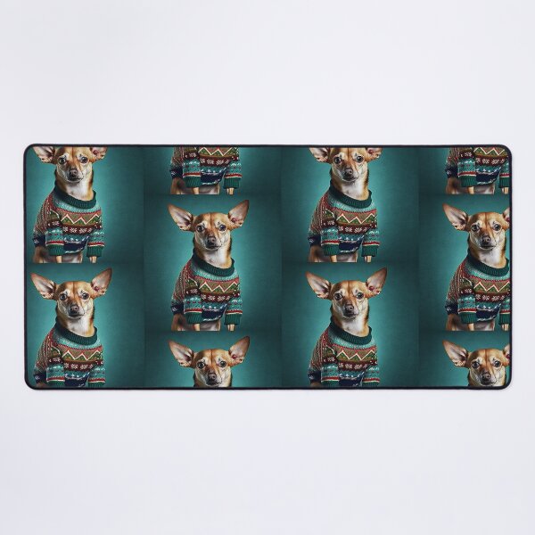 Item preview, CHIHUAHUA DOG WEARING AN UGLY CHRISTMAS JUMPER Midjourney AI Artwork designed and sold by davidjulie.