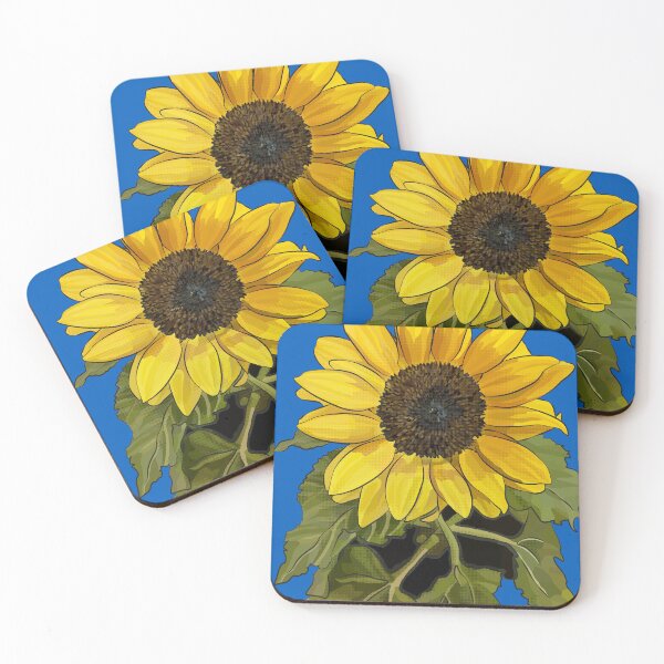 Item preview, Sunflower by BeeFoxTree (Blue Background) designed and sold by BeeFoxTree.