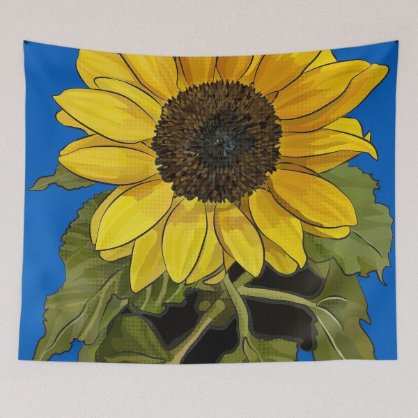 Item preview, Sunflower by BeeFoxTree (Blue Background) designed and sold by BeeFoxTree.