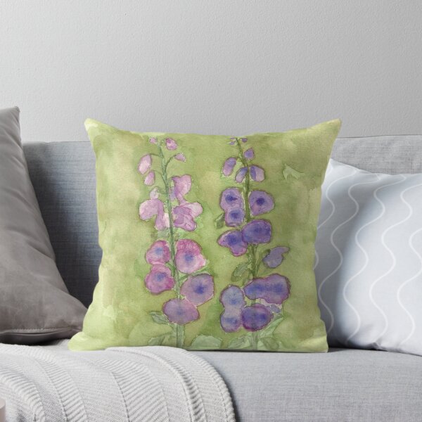 Item preview, Hollyhock Foxglove aquarelle tons de sourdine designed and sold by laurabethlove.