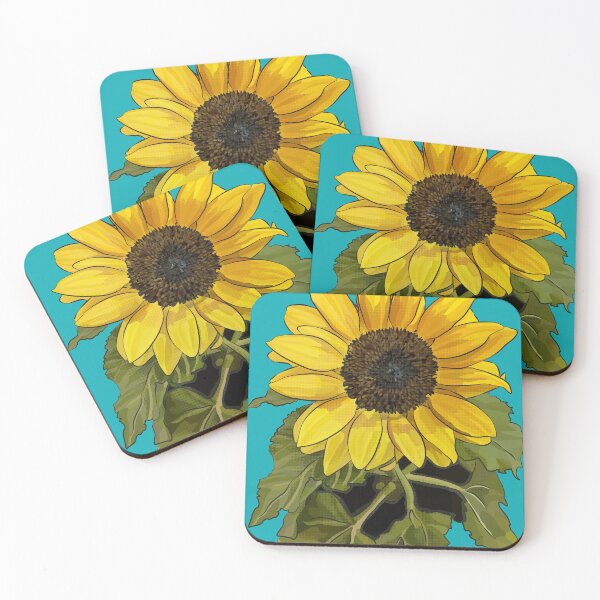 Item preview, Sunflower by BeeFoxTree (Teal Background) designed and sold by BeeFoxTree.
