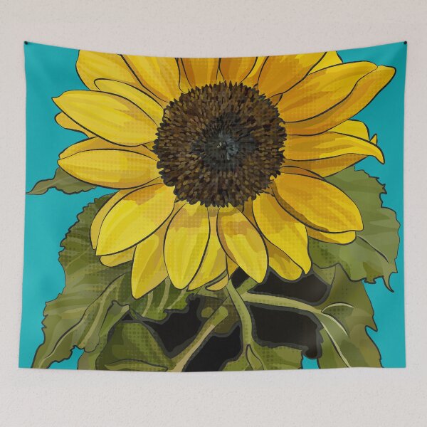Item preview, Sunflower by BeeFoxTree (Teal Background) designed and sold by BeeFoxTree.