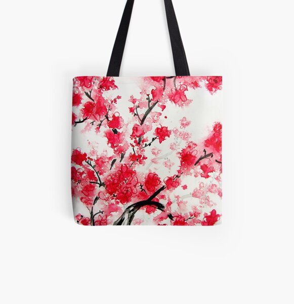 Cherry Blossom Tall Clutch w/ Red Liner