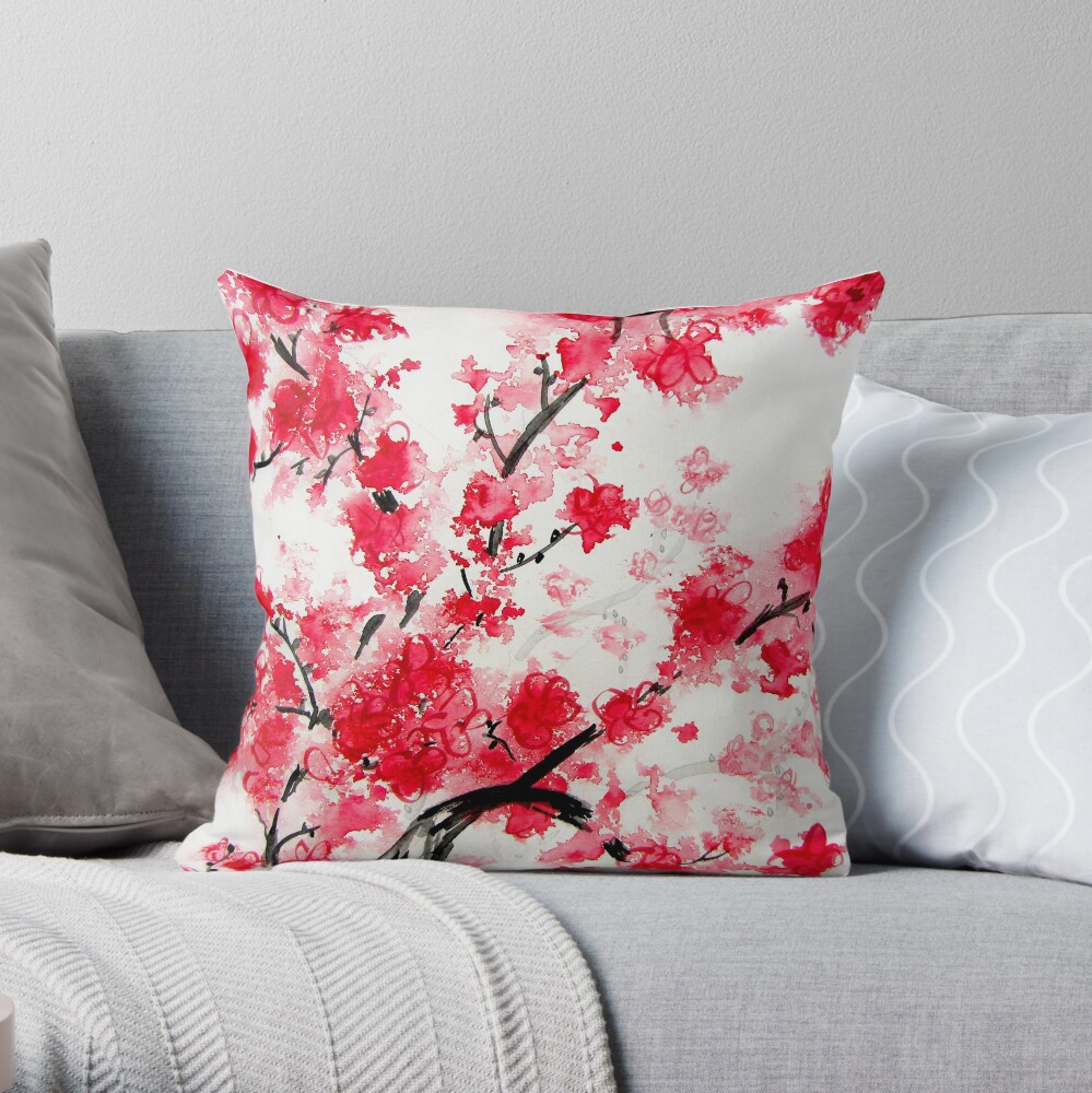 Cherry Blossoms Throw Pillow