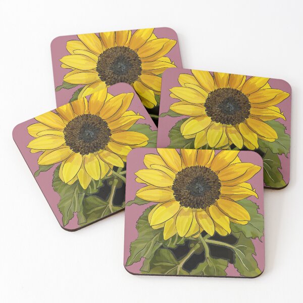 Item preview, Sunflower by BeeFoxTree (Chalky Pink Background) designed and sold by BeeFoxTree.
