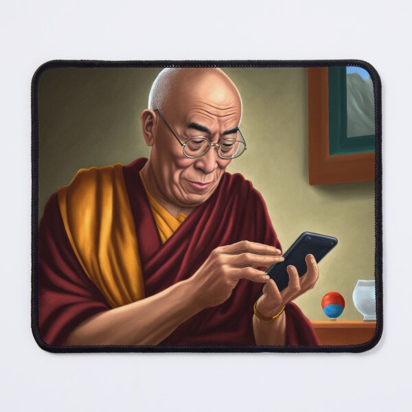 Item preview, Dalai Lama on phone designed and sold by MrUtDesign.