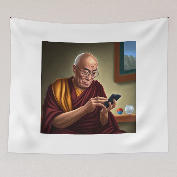 Item preview, Dalai Lama on phone designed and sold by MrUtDesign.