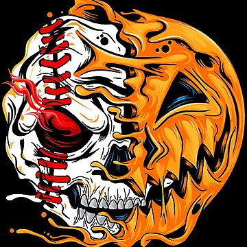 Funny Skeleton Skull Pumpkin Baseball Lover Spooky Halloween Shirt