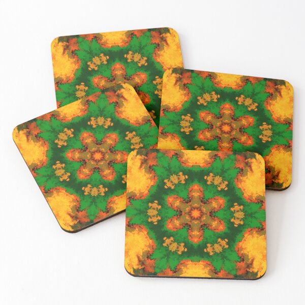 Item preview, Psychedelic Mandala Flower Green Orange and Yellow designed and sold by WormholeOrbital.