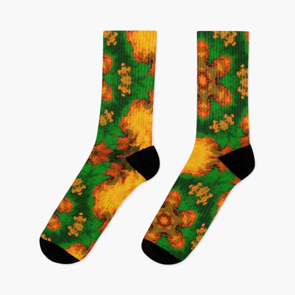 Item preview, Psychedelic Mandala Flower Green Orange and Yellow designed and sold by WormholeOrbital.