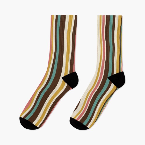 Item preview, Retro Midcentury Modern Vertical Stripe Pattern Teal Brown Coral Gold Beige designed and sold by kierkegaard.