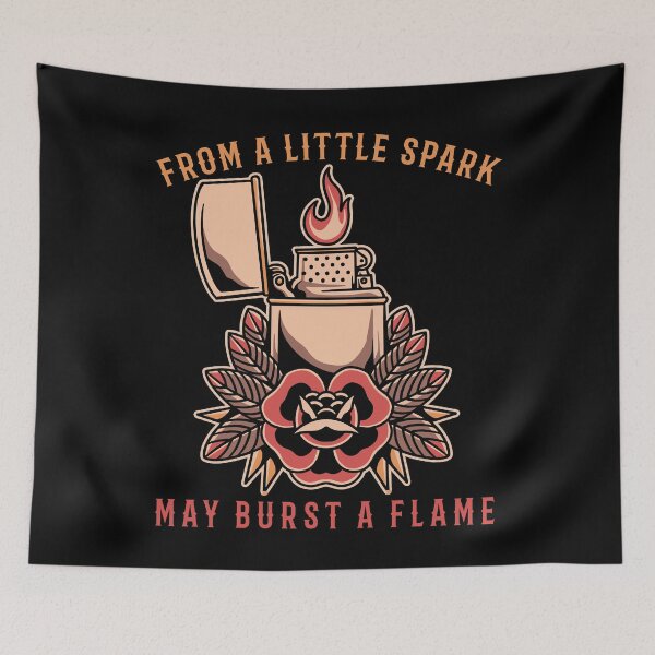 Item preview, From a Little Spark, May Burst a Flame, Old School, Neo Traditional, Lighter Tattoo designed and sold by Proverbial Wisdom Design.
