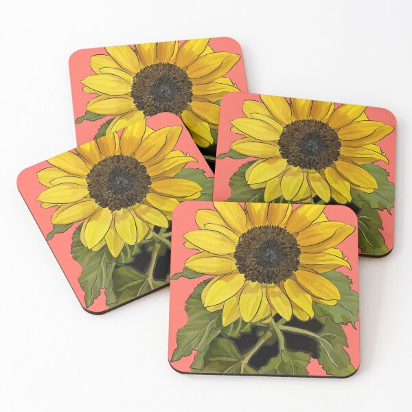 Item preview, Sunflower by BeeFoxTree (Coral Background) designed and sold by BeeFoxTree.