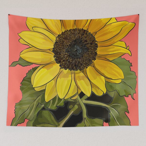 Item preview, Sunflower by BeeFoxTree (Coral Background) designed and sold by BeeFoxTree.