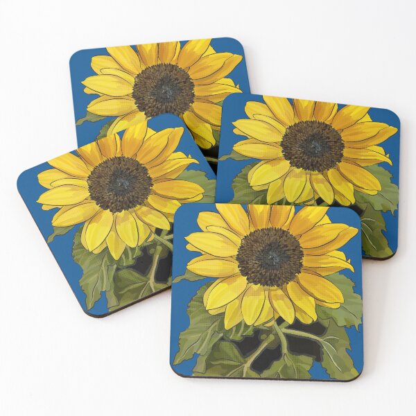 Item preview, Sunflower by BeeFoxTree (Classic Blue Background) designed and sold by BeeFoxTree.
