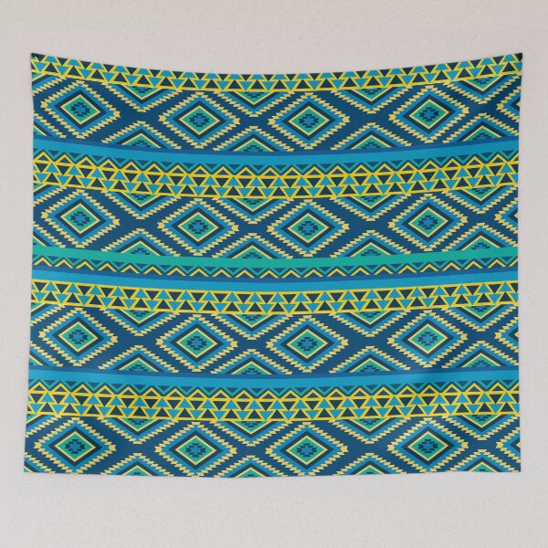Item preview, Blue and Yellow Colorful Aztec, Mexican, Ukrainian watercolor flat design. iPhone or Samsung Phone Case Cover designed and sold by RoManSmArt.