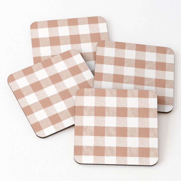 Item preview, Coppery brown gingham fabric pattern designed and sold by coverinlove.