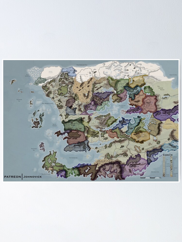 DND Faerun Map NO HEXES Poster For Sale By Johnovick Redbubble   Fposter,small,wall Texture,product,750x1000 