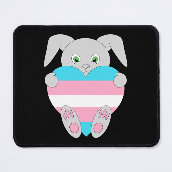 Item preview, Cute bunny rabbit holding trans flag heart designed and sold by JPN4Design.