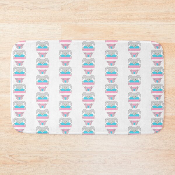 Item preview, Cute bunny rabbit holding trans flag heart designed and sold by JPN4Design.