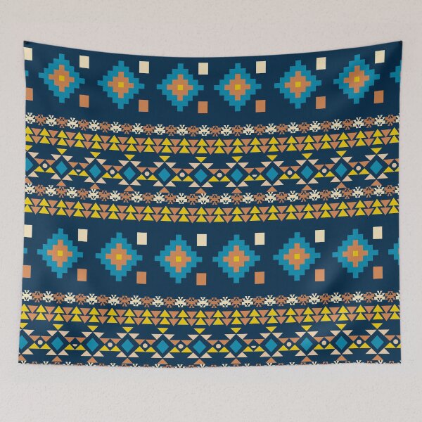 Item preview, Orange, Blue Colorful Aztec, Mexican, Ukrainian watercolor flat design. iPhone or Samsung Phone Case Cover designed and sold by RoManSmArt.
