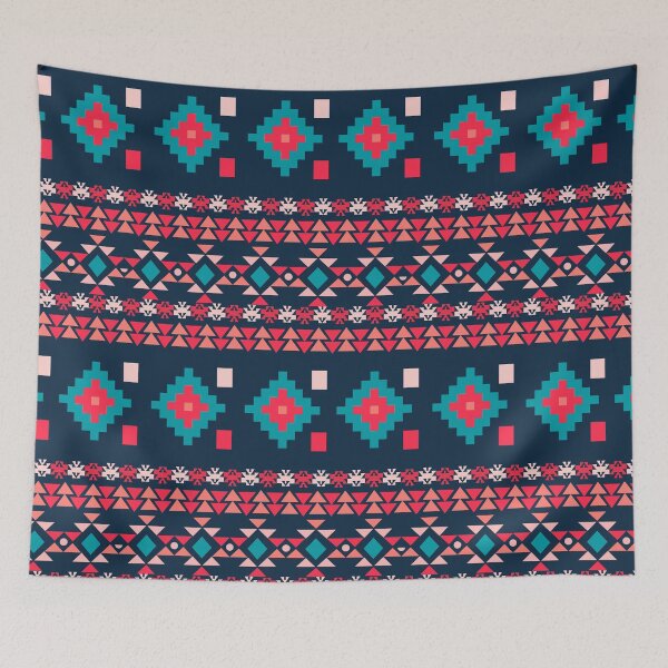 Item preview, Pink, Blue Colorful Aztec, Mexican, Ukrainian watercolor flat design. iPhone or Samsung Phone Case Cover designed and sold by RoManSmArt.