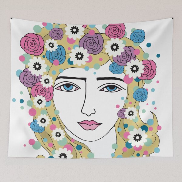Item preview, Retrato del poder de las flores de los años 60 designed and sold by MausieDesigns.