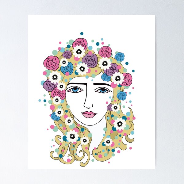 Item preview, 1960's Flower Power Portrait designed and sold by MausieDesigns.