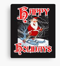 Skiing Santa Christmas Design Canvas Print