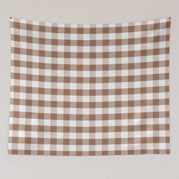 Item preview, Caramel cafe brown gingham fabric pattern designed and sold by coverinlove.
