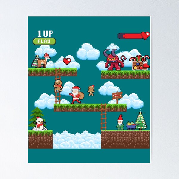 Artikelvorschau, Santa vs Krampus Pixel Art 8-Bit hässliches Weihnachtsspiel entworfen und verkauft von amyaspeterson.