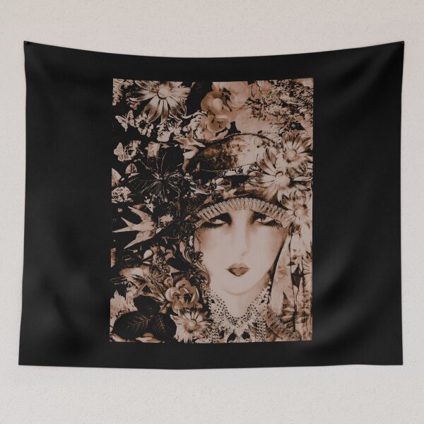 Item preview, AUTUMNBROWN FLORAL ART DECO FLAPPER COLLAGE POSTER Premium  designed and sold by thutogirliej.