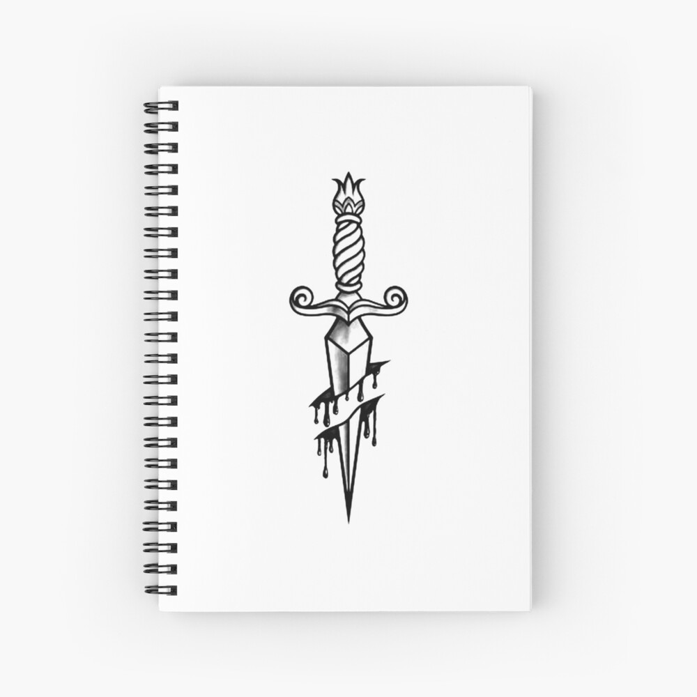 Black and White Ancient Dagger Tattoo