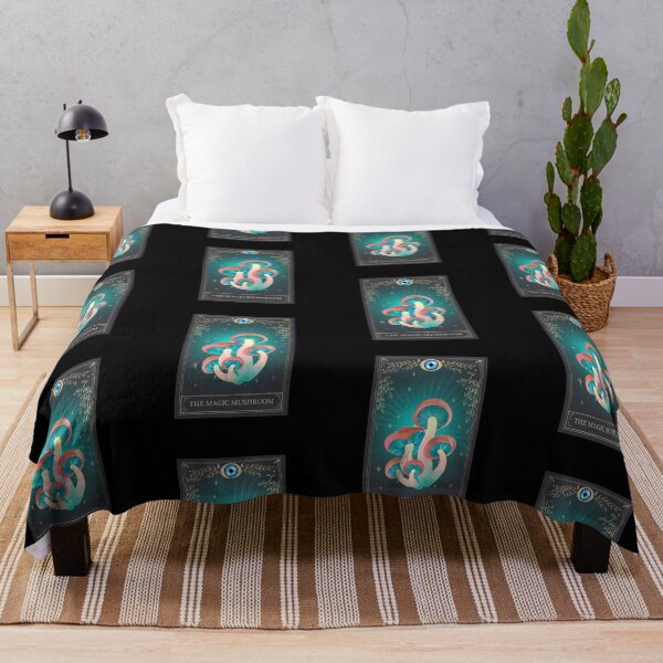 Item preview, Magic Mushrooms Tarot Throw Pillow designed and sold by MagicWolfStar.