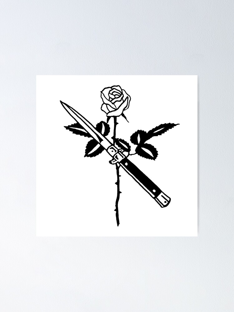 "Copy of Black and White Butterfly Knife Tattoo" Poster for Sale by