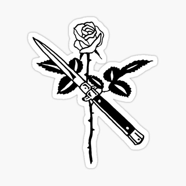 "Copy of Black and White Butterfly Knife Tattoo" Sticker for Sale by