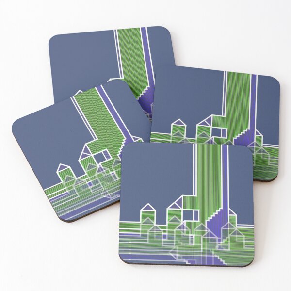 Item preview, LinesHousesStairs on Deep Blue - Horizontal Vertical Multiplied "Architectural Drawings" designed and sold by Istvan Ocztos.